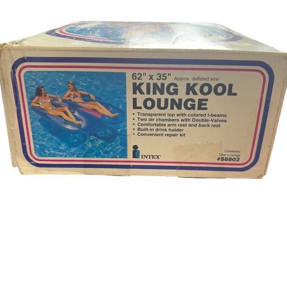 Vintage Wet Seal King Kool Lounge Pool Toy Raft Float The Wet Set 62"×35" - Picture 2 of 6
